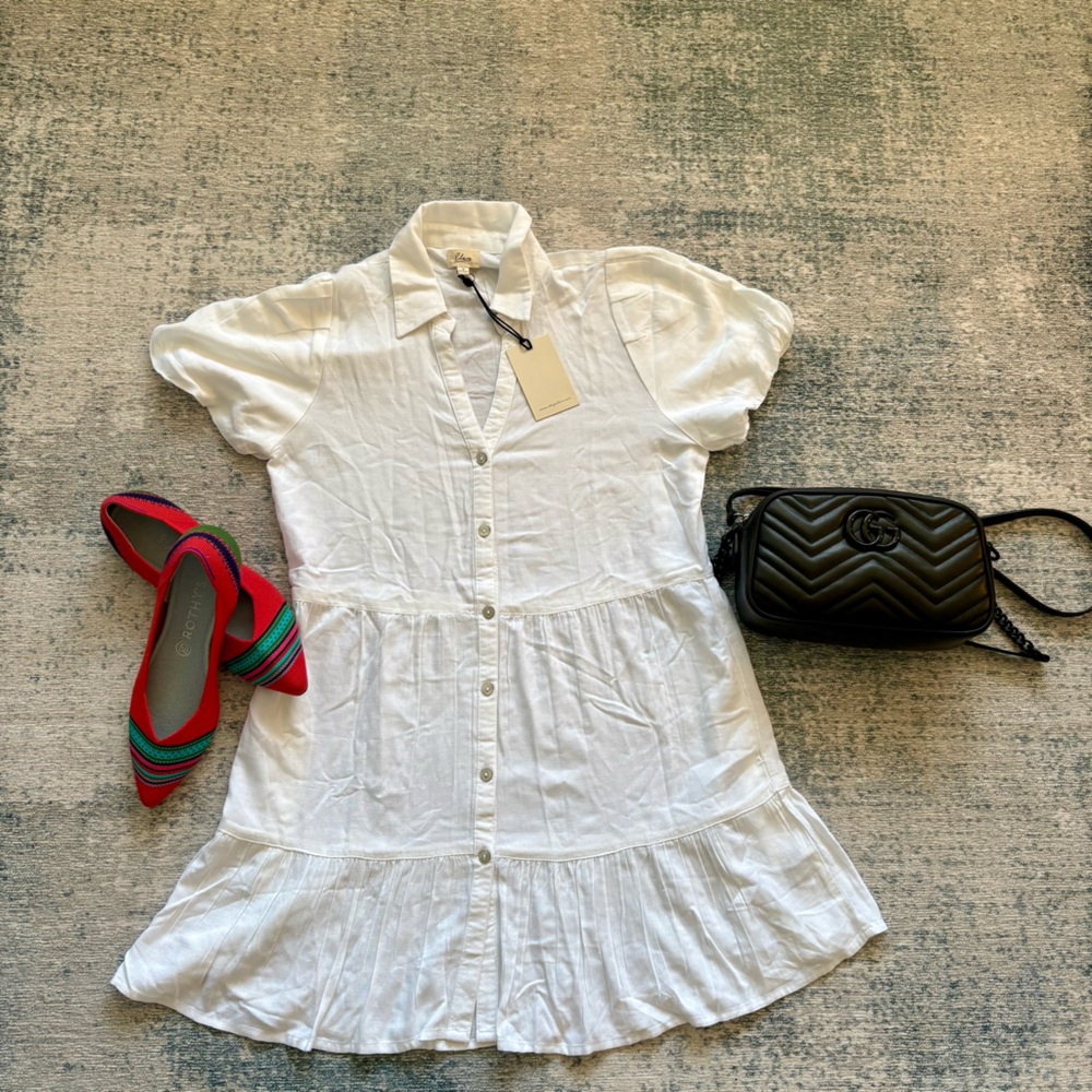 SOLD Elan White Blouse with Red and Green Flats